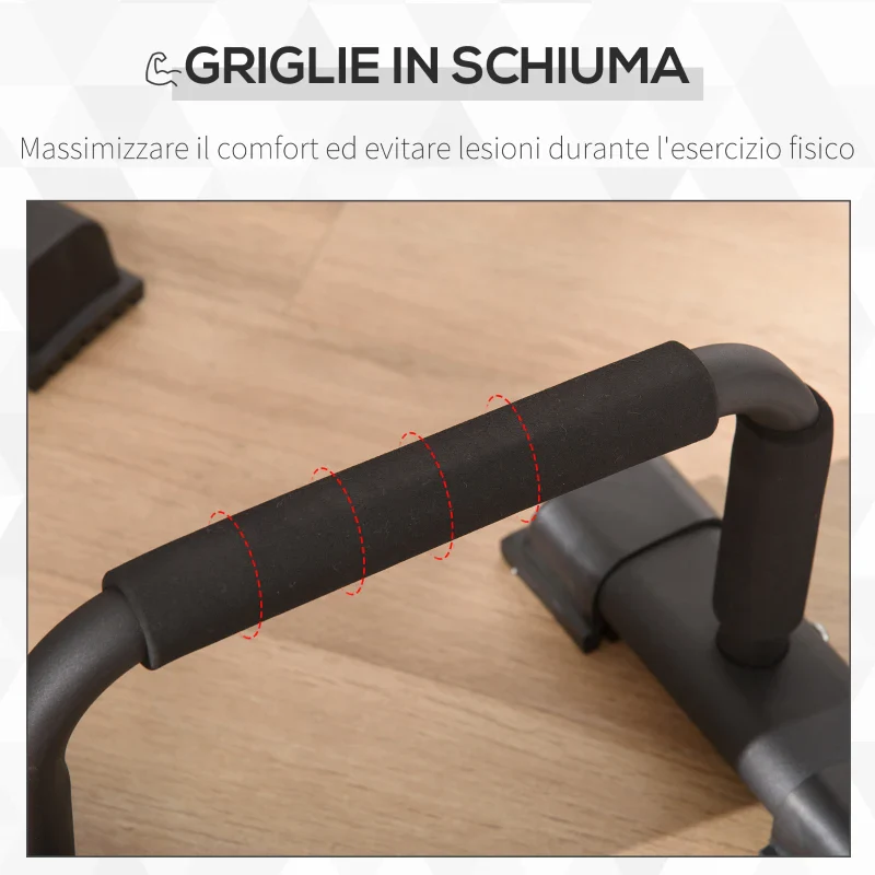 HOMCOM Set 2 Barre Parallele in Acciaio con Impugnatura in EPE Antiscivolo, 36x25x20 cm, Nero - Image 6