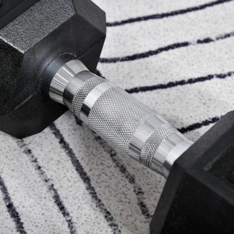 HOMCOM Set 2 Manubri Esagonali da 10kg in Metallo e Gomma per Workout in Palestra, Casa e Ufficio, Nero - Image 7