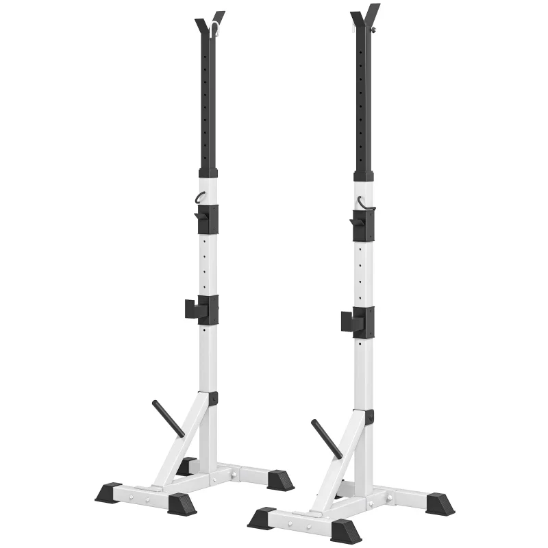 HOMCOM Set 2 Supporti Bilanciere in Acciaio con 3 Ganci, Altezza Regolabile e Portata 200kg, Argento e Nero - Image 10