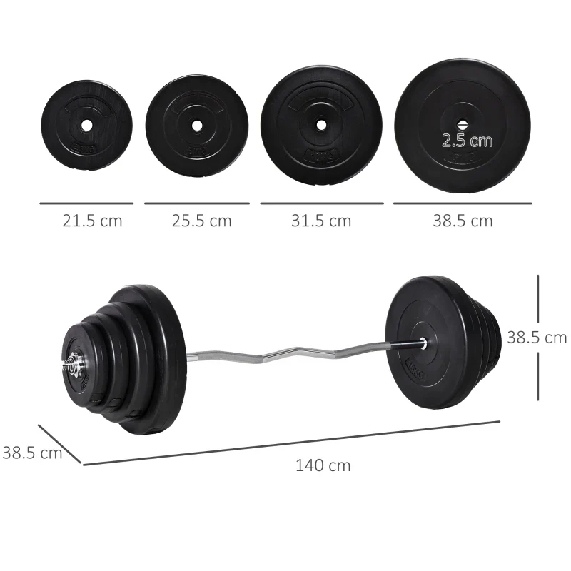 HOMCOM Set di Manubri Regolabile, Set Bilanciere e Dischi 70kg, 8 Dischi Pesi Rivestiti in Plastica e Barra in Metallo, 140x38.5x38.5cm, Nero - Image 3