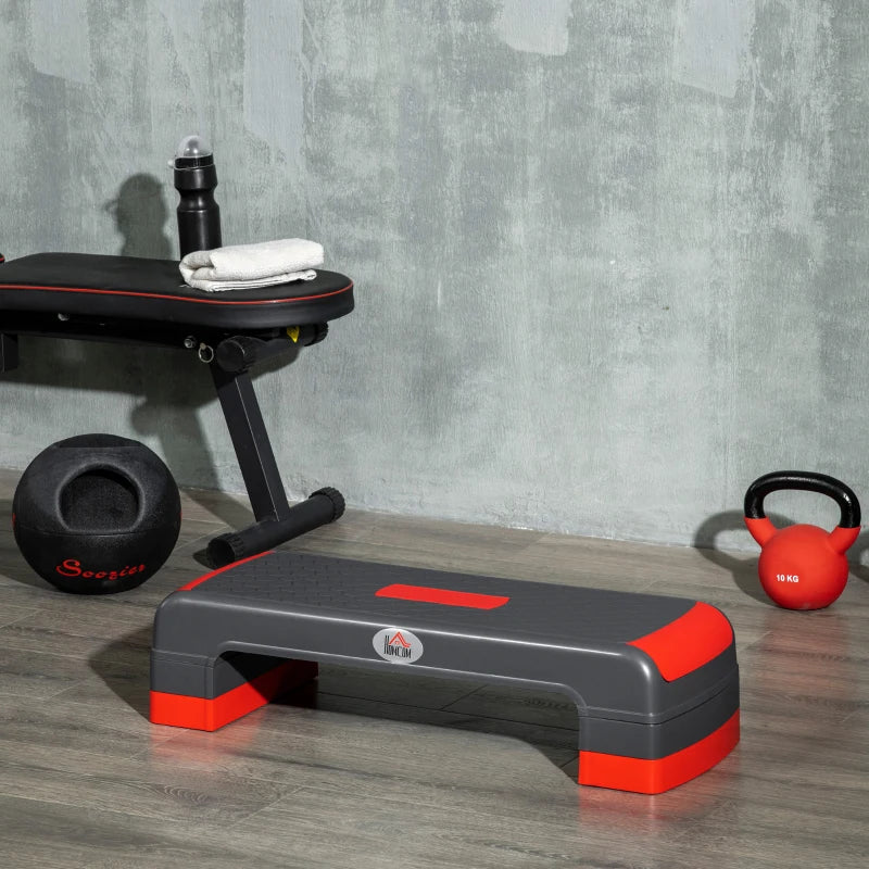 HOMCOM Step Fitness per Aerobica Regolabile su 3 Altezze 10-15-20 cm in Plastica, Nero e Rosso - Image 2