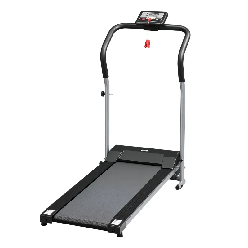 HOMCOM Tapis Roulant Elettrico e Pieghevole con Schermo LCD e 2 Ruote per Allenamento a Casa o in Ufficio, Motore 500W Velocità 10km/h