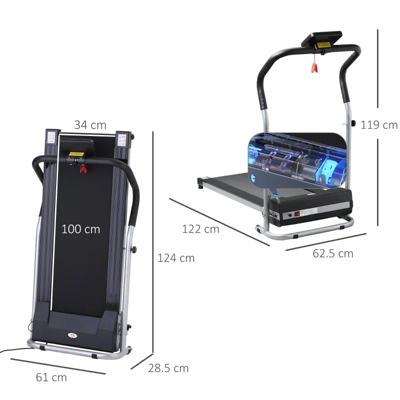 HOMCOM Tapis Roulant Elettrico e Pieghevole con Schermo LCD e 2 Ruote per Allenamento a Casa o in Ufficio, Motore 500W Velocità 10km/h - Image 2