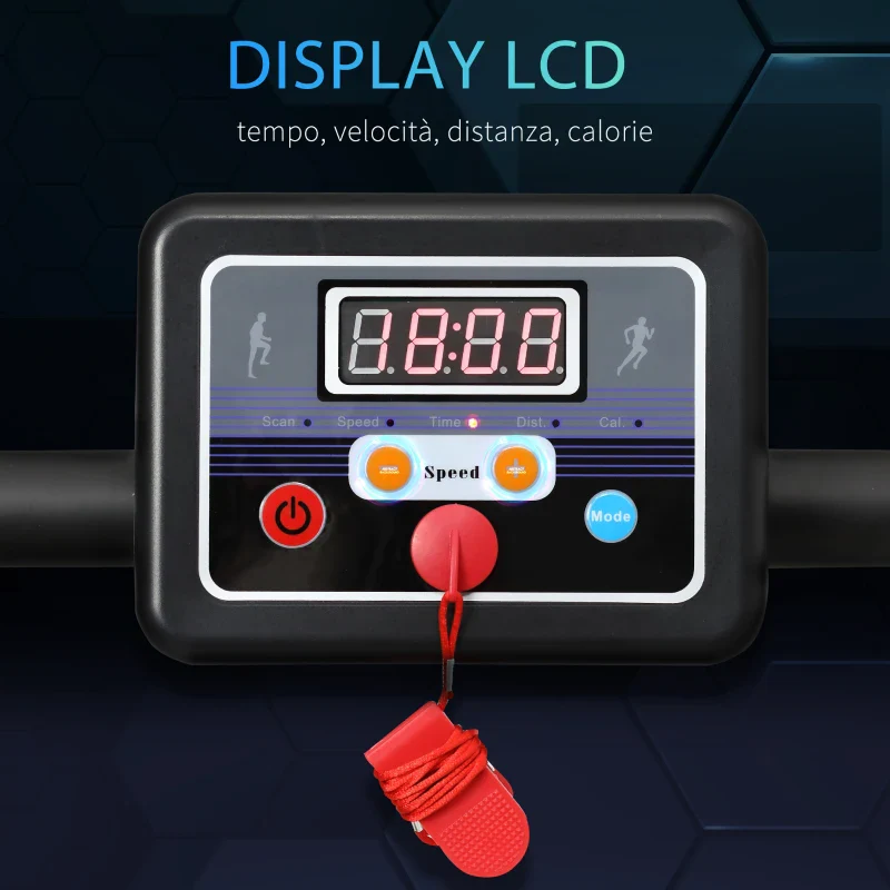 HOMCOM Tapis Roulant Elettrico e Pieghevole con Schermo LCD e 2 Ruote per Allenamento a Casa o in Ufficio, Motore 500W Velocità 10km/h - Image 3