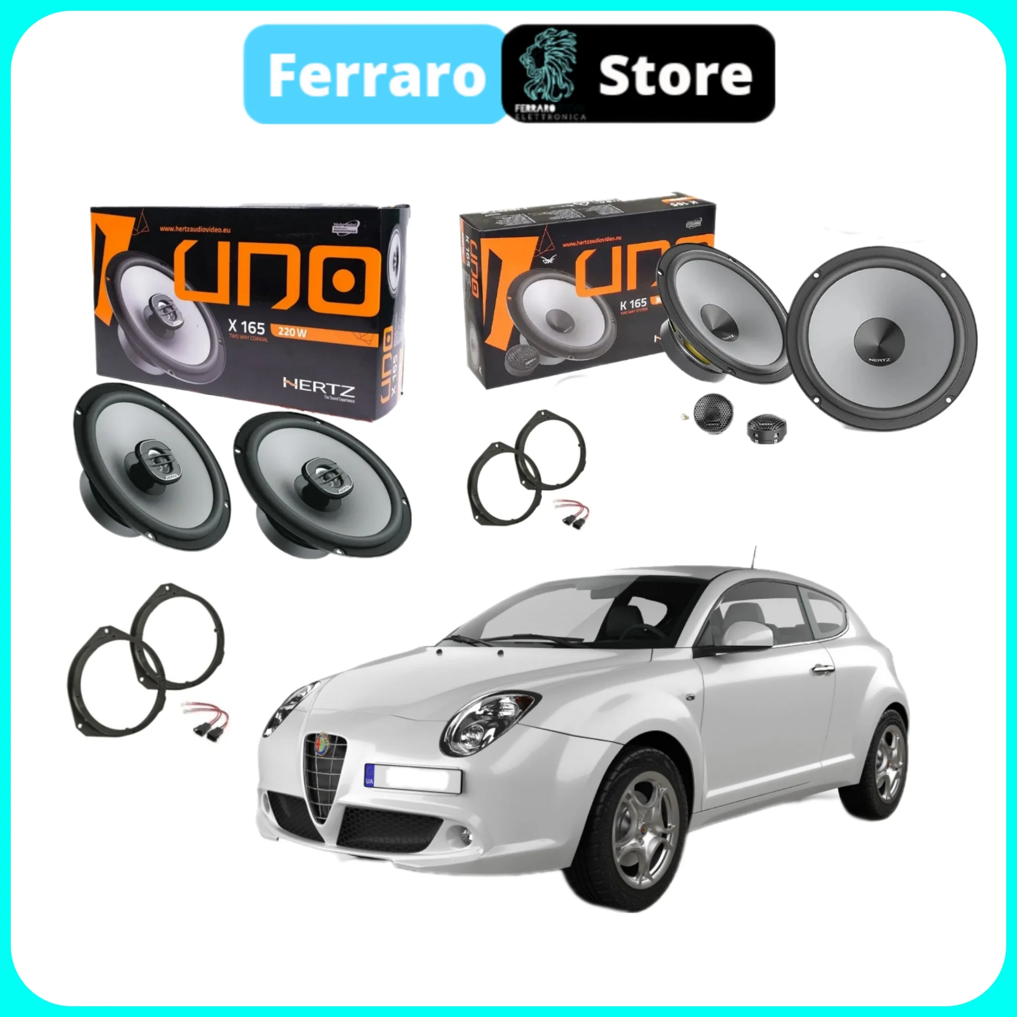 Hertz Kit 6 Casse per Alfa Romeo Mito, Altoparlanti, Anteriori/Posteriori