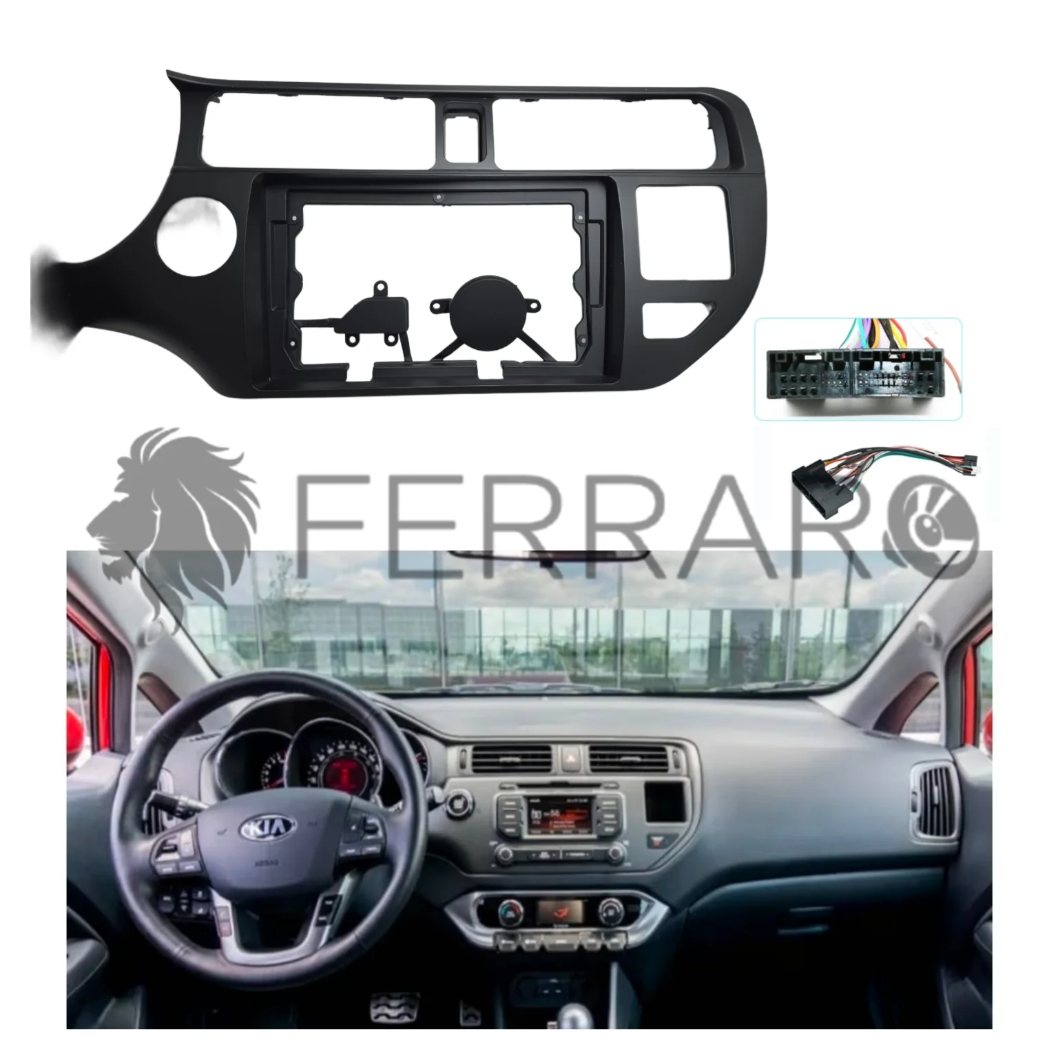 Kit Montaggio Autoradio 9"Pollici Kia Rio (2011-2015) Mascherina, Cablaggio per Autoradio Android - Image 4