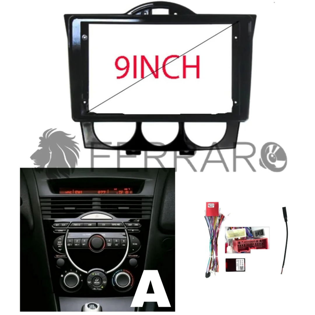 Kit Montaggio Autoradio 9"Pollici Mazda RX8 (2003-2012) Mascherina, Cablaggio Autoradio Android