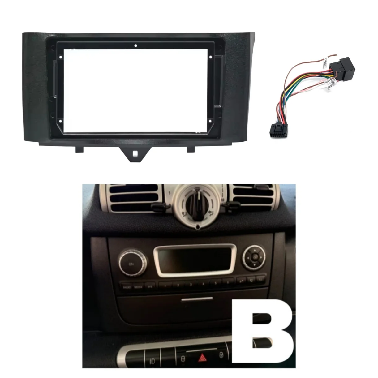 Kit Montaggio Autoradio 9"Pollici Smart 451 (2002-2015) Mascherina, Cablaggio Autoradio Android - Image 2