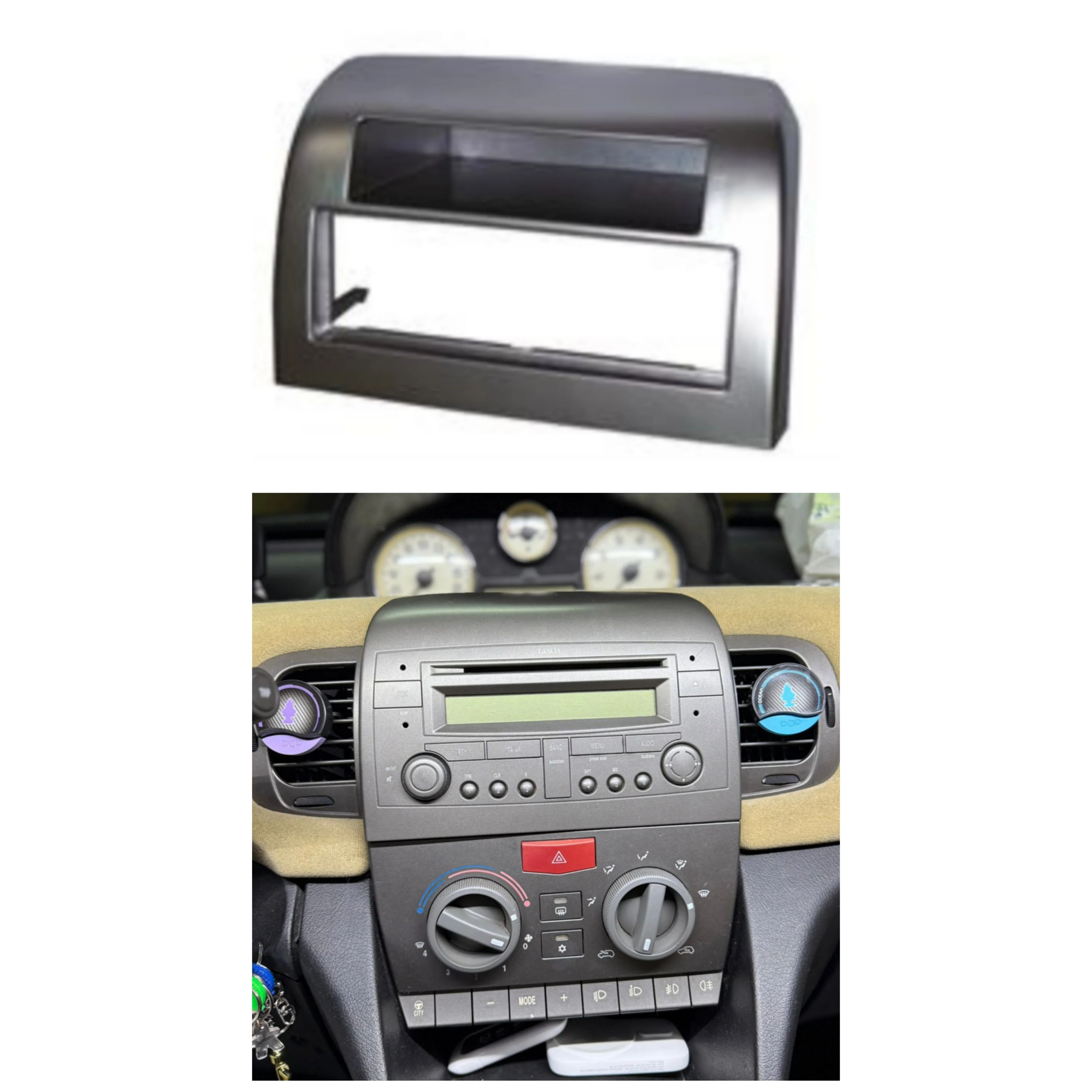 Mascherina 1DIN con Cassetto, per Lancia Y dal 2003>