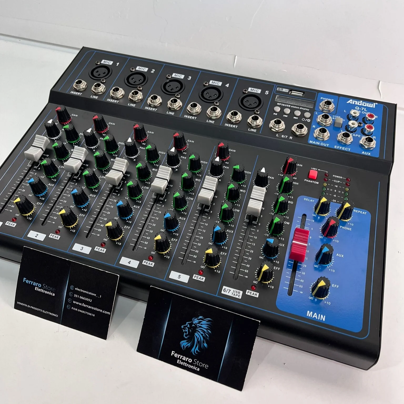 Mixer Audio 7 Canali, Professionale, USB, Bluetooth, DJ, Karaoke, Echo Live - Image 3