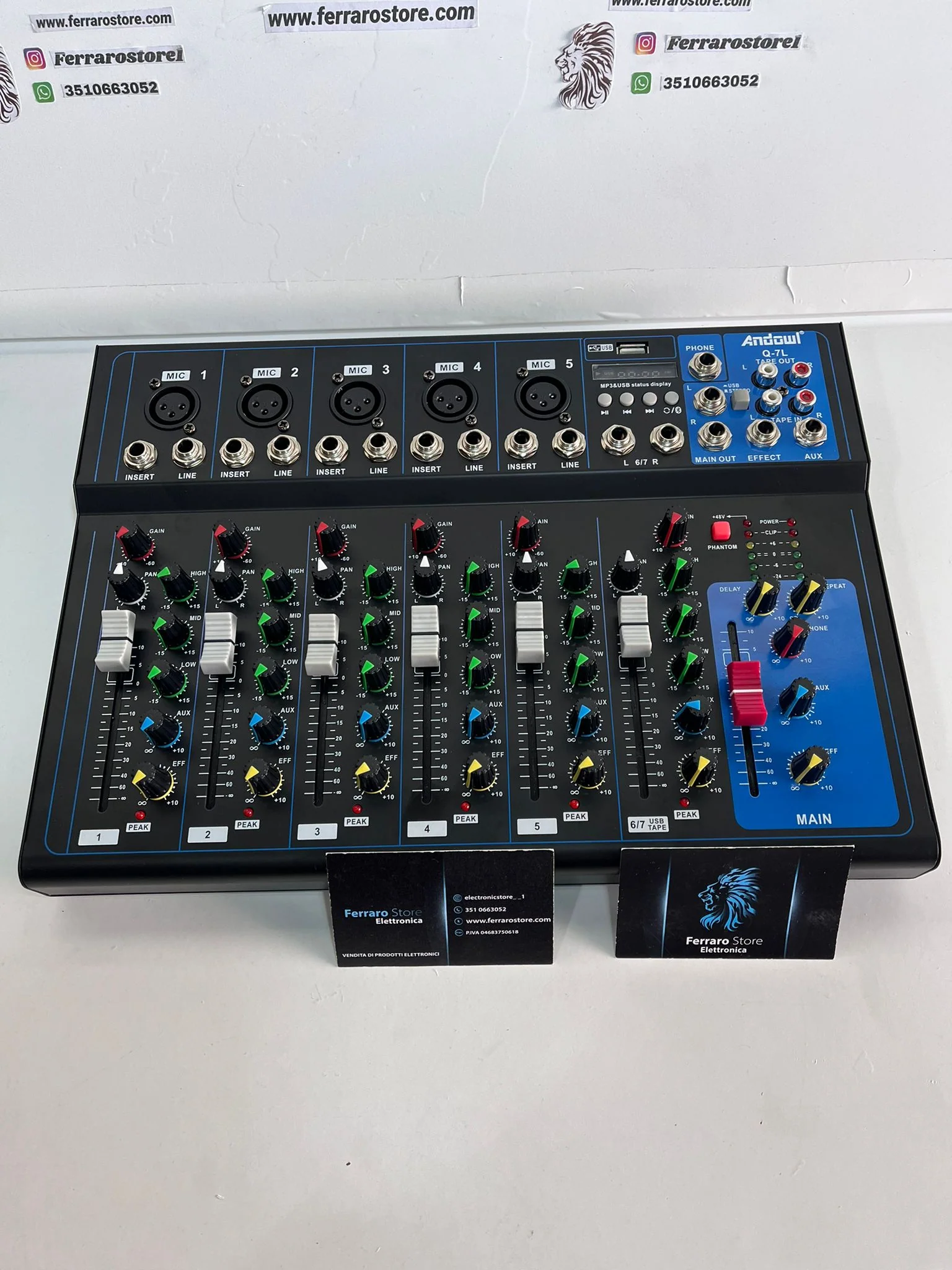 Mixer Audio 7 Canali, Professionale, USB, Bluetooth, DJ, Karaoke, Echo Live - Image 6