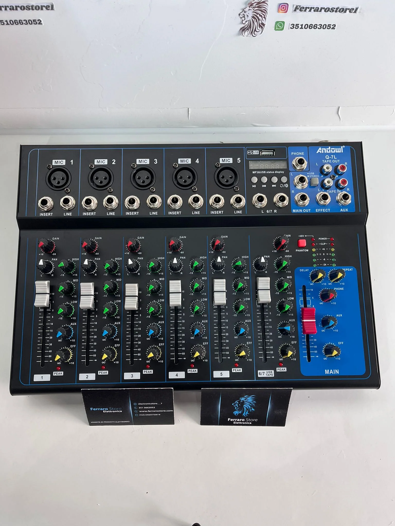 Mixer Audio 7 Canali, Professionale, USB, Bluetooth, DJ, Karaoke, Echo Live - Image 7