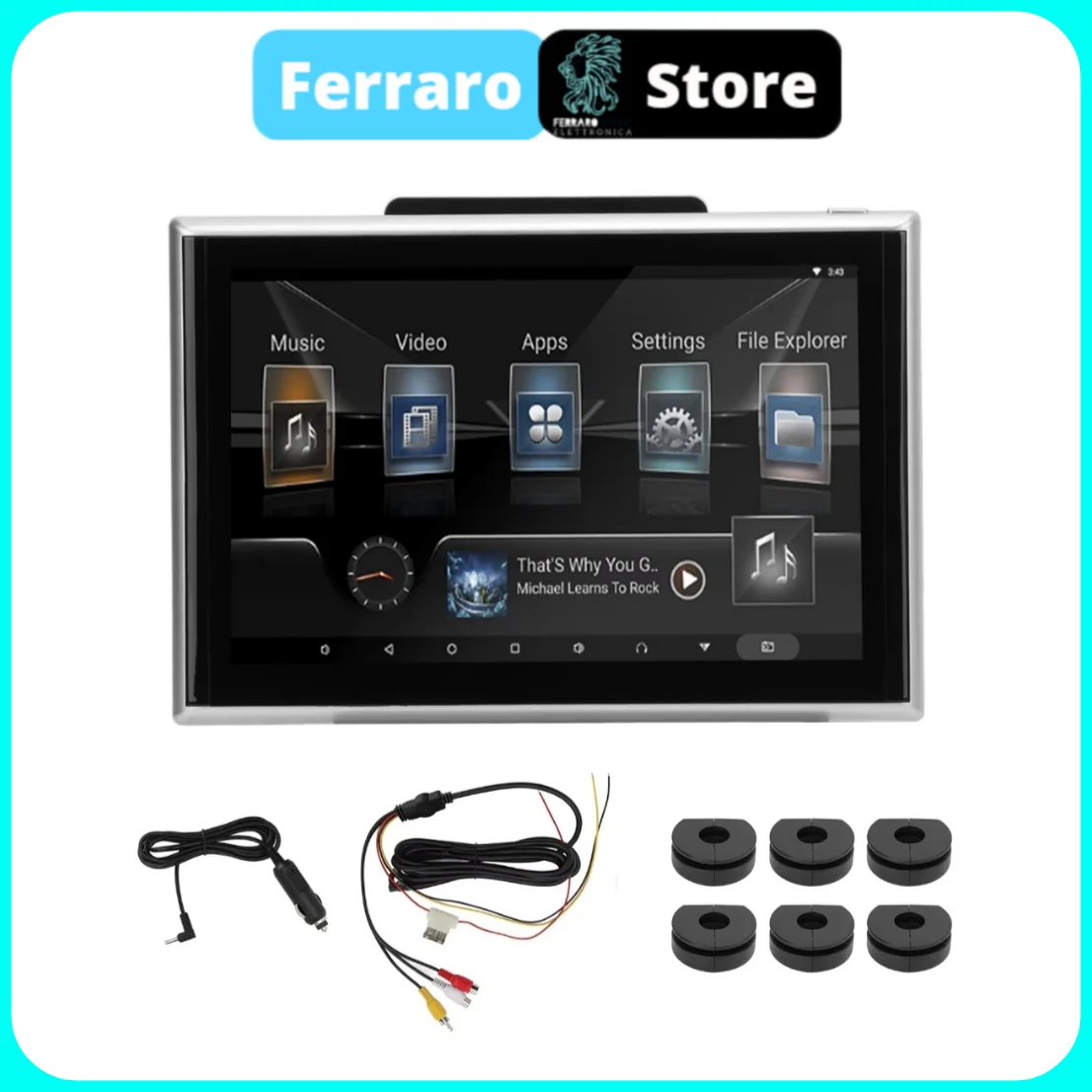 Monitor Poggiatesta per Auto, 10"Pollici, con Sistema Operativo Android, HD, 2/32GB, Supporto, Accessori - Image 5