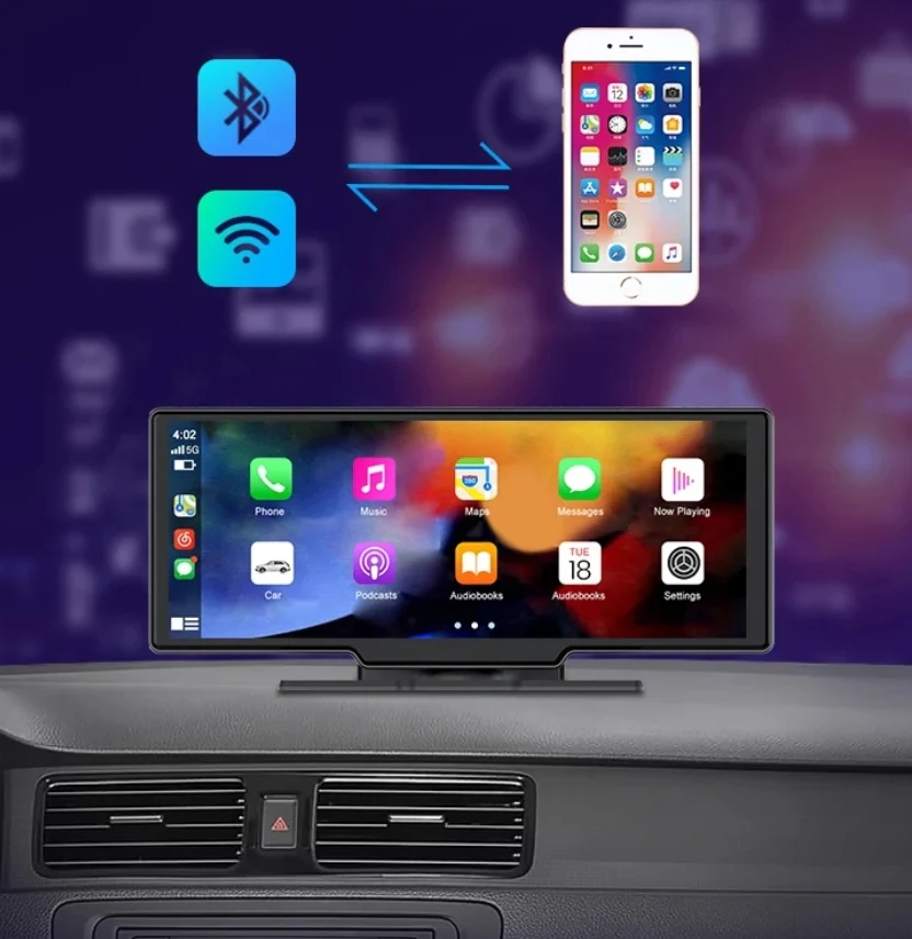 Monitor Universale 10.26"Pollici, Plug and Play, Car Play e Android Auto, Bluetooth, Radio, Aux, Dash Cam - Image 2