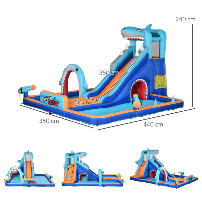Outsunny Castello Gonfiabile per Bambini 3-8 Anni con Gonfiatore, Scivolo, Piscina e Parete da Arrampicata - Image 4