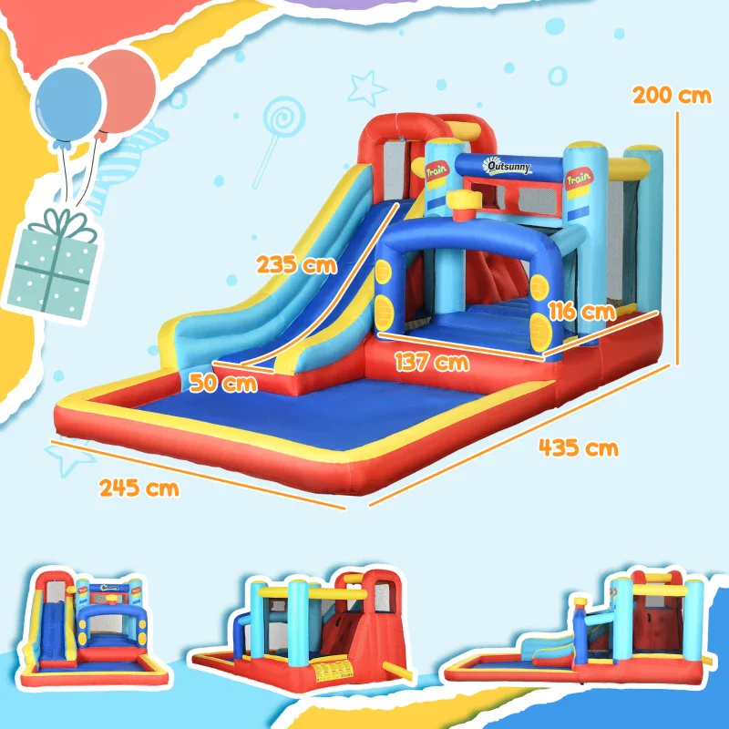 Outsunny Castello Gonfiabile per Bambini 3-8 Anni con Trampolino, Scivolo e Piscina, 435x245x200cm - Image 3