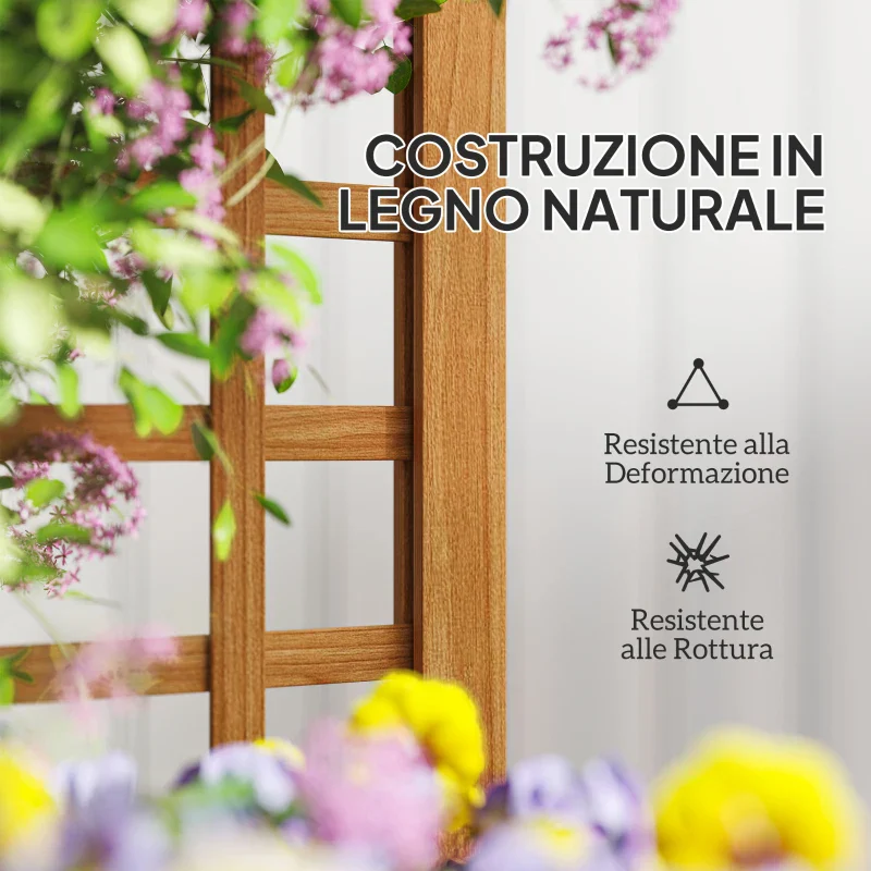 Outsunny Fioriera con Traliccio per Rampicanti con Foro di Drenaggio e Fodera, in Legno, 40x40x120 cm, Marrone - Image 5