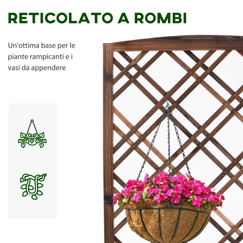 Outsunny Fioriera da Esterno con Grigliato in Legno per Piante Rampicanti, 60x30x122.5 cm, Marrone - Image 4
