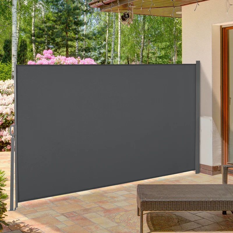 Outsunny Frangivista da Giardino Estensibile fino 3 m e Alto 1.6 m, Poliestere Anti UV e Alluminio, Grigio - Image 2
