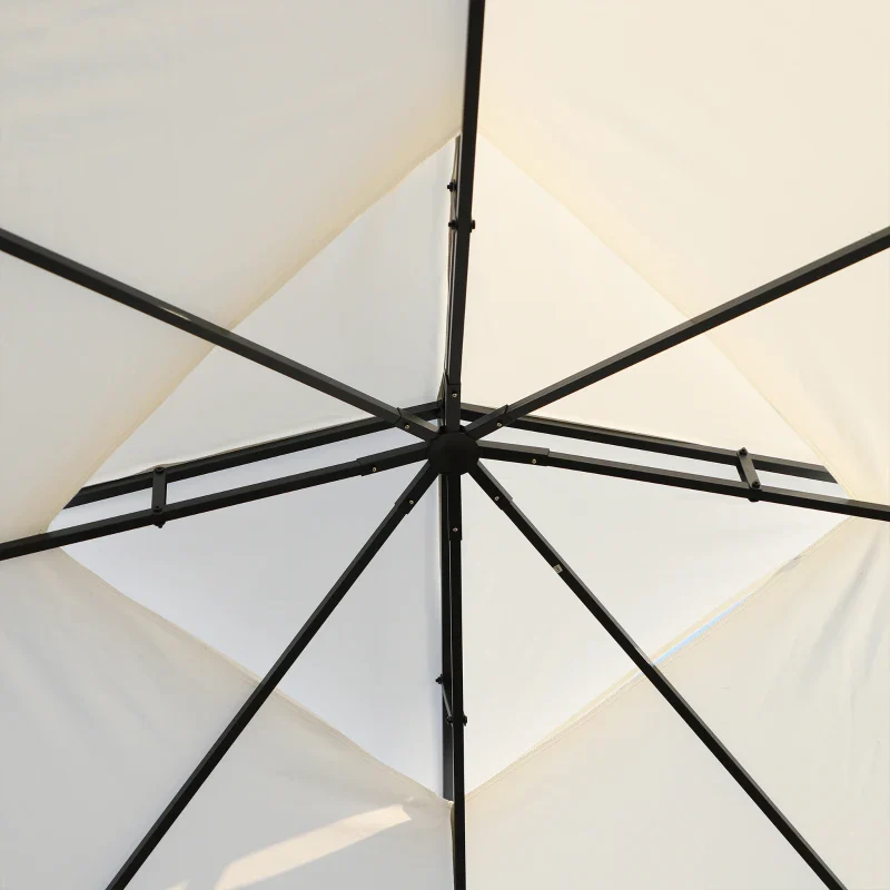 Outsunny Gazebo da Giardino 3x3m con Zanzariera, Telaio in Acciaio e Doppio Tettuccio, Bianco - Image 6