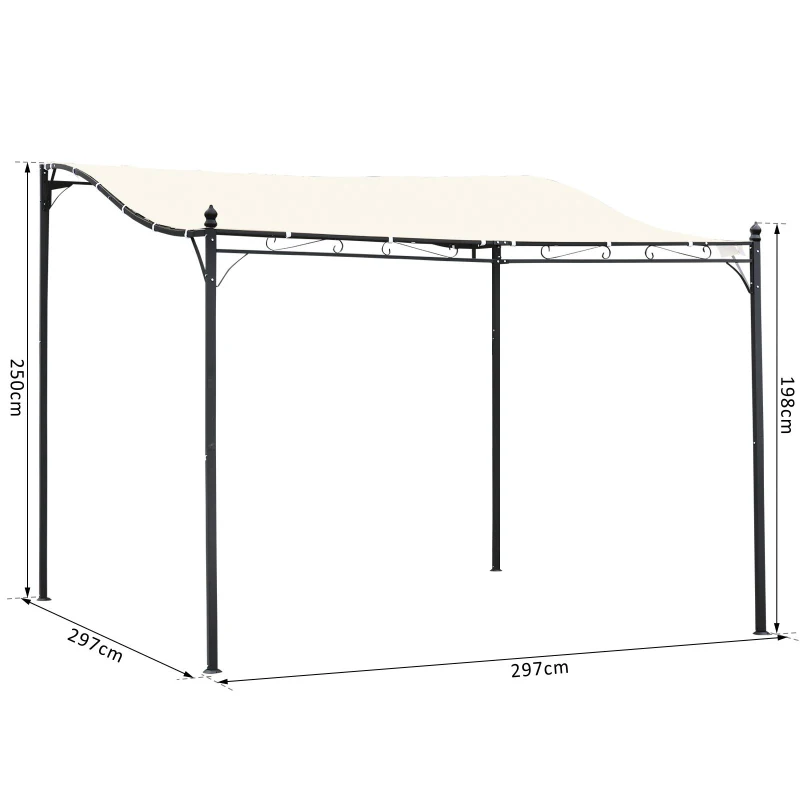 Outsunny Gazebo Pergola 3x3m da Giardino con Tenda Impermeabile Crema - Image 2