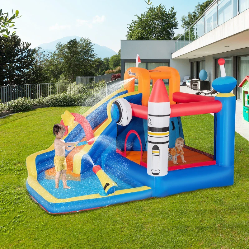 Outsunny Gioco Gonfiabile per Bambini 3-8 Anni a tema Spazio con Borsa, 11 Paletti e Toppe Inclusi, 340x270x227 cm - Image 2