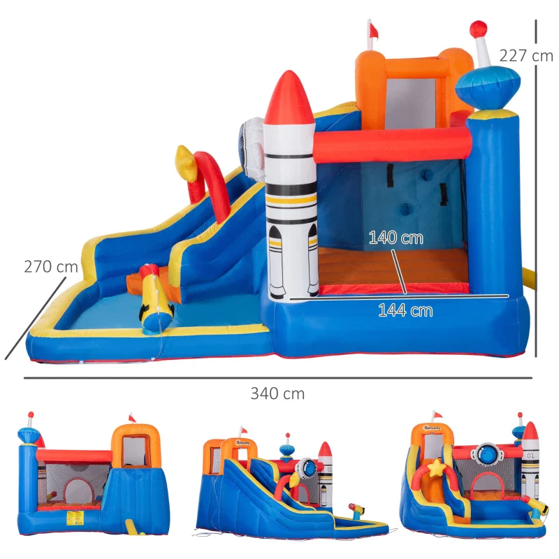 Outsunny Gioco Gonfiabile per Bambini 3-8 Anni a tema Spazio con Borsa, 11 Paletti e Toppe Inclusi, 340x270x227 cm - Image 3