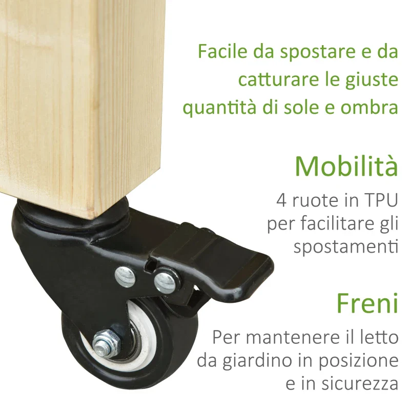 Outsunny Letto per Orto Rialzato in Legno con Rotelle e Ripiano Inferiore, 118x55x83cm, Legno Naturale - Image 4