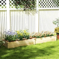 Outsunny Letto Rialzato per Orto e Giardino con Divisorio Interno e Fondo Aperto, 237x60x25cm, Legno Naturale - Image 5