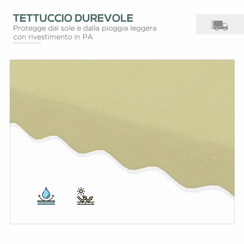 Outsunny Ombrellone Decentrato 2.5x2.5 m con Base a Croce e Apertura a Manovella, in Metallo e Poliestere Beige - Image 4
