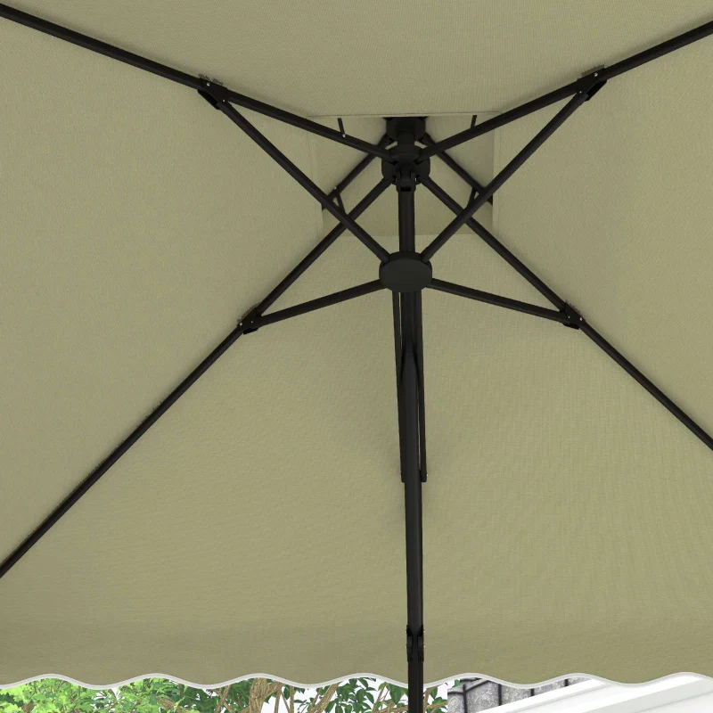 Outsunny Ombrellone Decentrato 2.5x2.5 m con Base a Croce e Apertura a Manovella, in Metallo e Poliestere Beige - Image 6