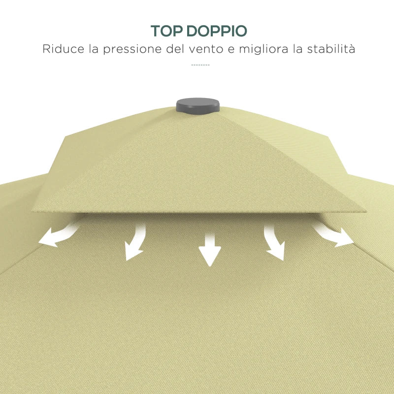 Outsunny Ombrellone Decentrato 2.5x2.5 m con Base a Croce e Apertura a Manovella, in Metallo e Poliestere Beige - Image 8