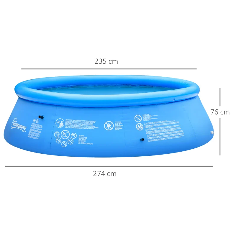 Outsunny Piscina Gonfiabile per 3-4 Persone in PVC con Pompa Manuale, Φ274x76cm, Blu - Image 3