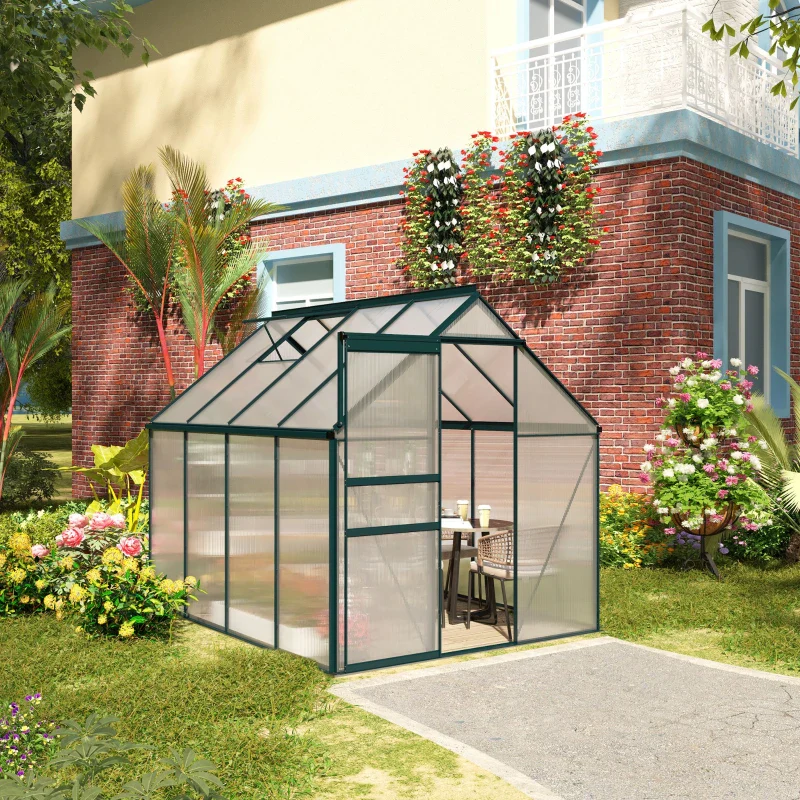 Outsunny Serra da Giardino in Policarbonato, Metallo e Alluminio, Anti-UV e Antivento, 190x253x199cm, Verde - Image 2