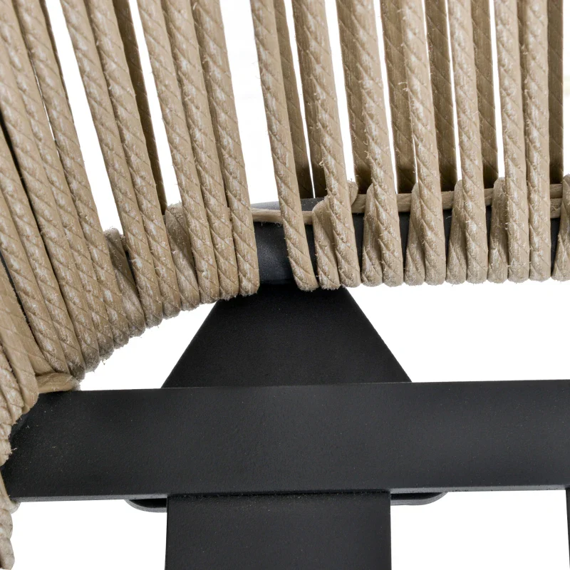 Outsunny Set 2 Poltroncine con Tavolino da Esterno in Rattan PE Stile Boho, Cachi e Grigio - Image 7
