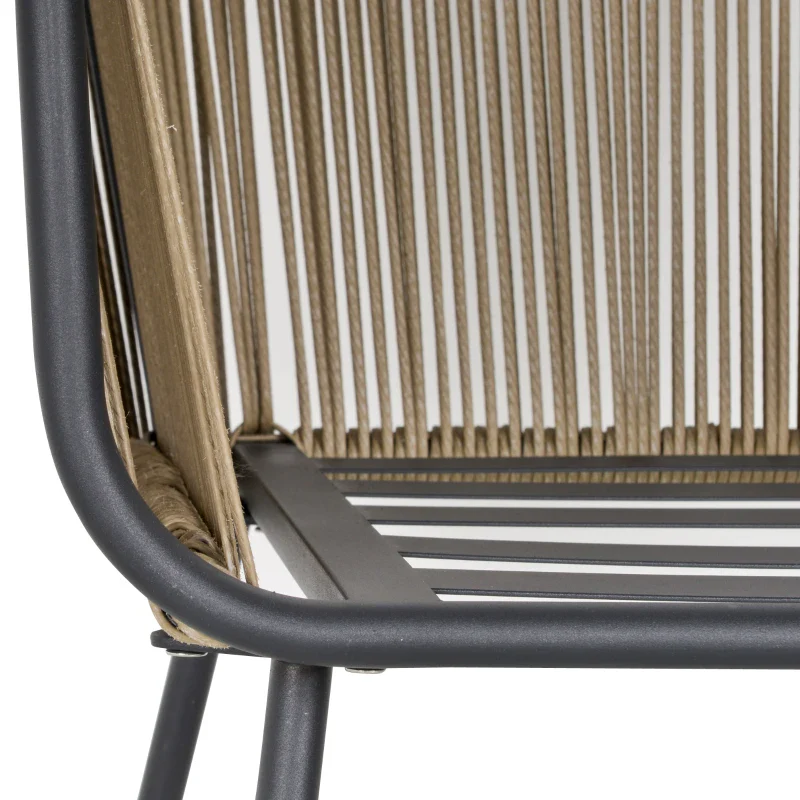 Outsunny Set 2 Poltroncine con Tavolino da Esterno in Rattan PE Stile Boho, Cachi e Grigio - Image 8