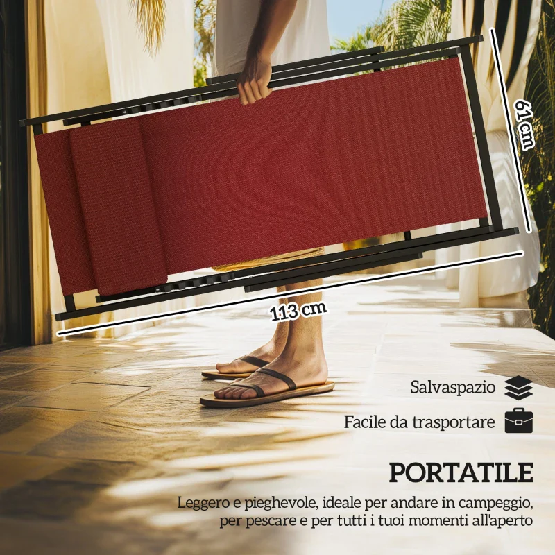 Outsunny Set 2 Sedie Poltrona Sdraio da Esterni, Pieghevoli e Reclinabili, in Alluminio, 96.5x58x91.5 cm, Rosso - Image 4