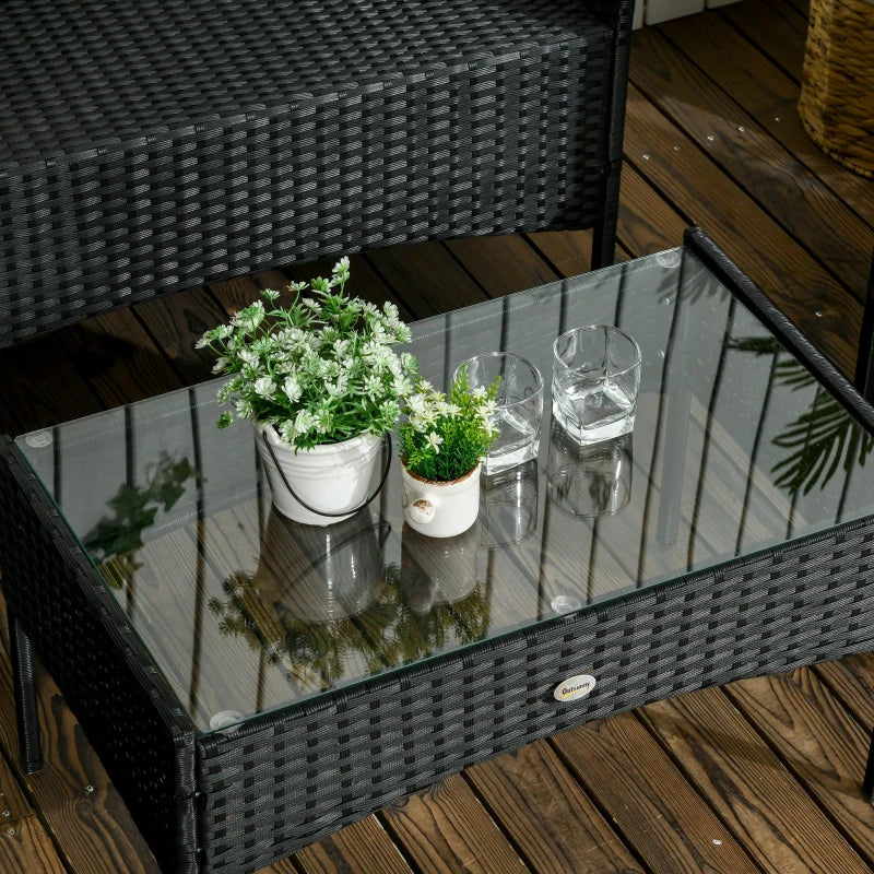 Outsunny Set da Giardino 4Pezzi in Rattan con 2 Sedie, Poltrona da Giardino a 2 Posti e Tavolino Basso - Image 11