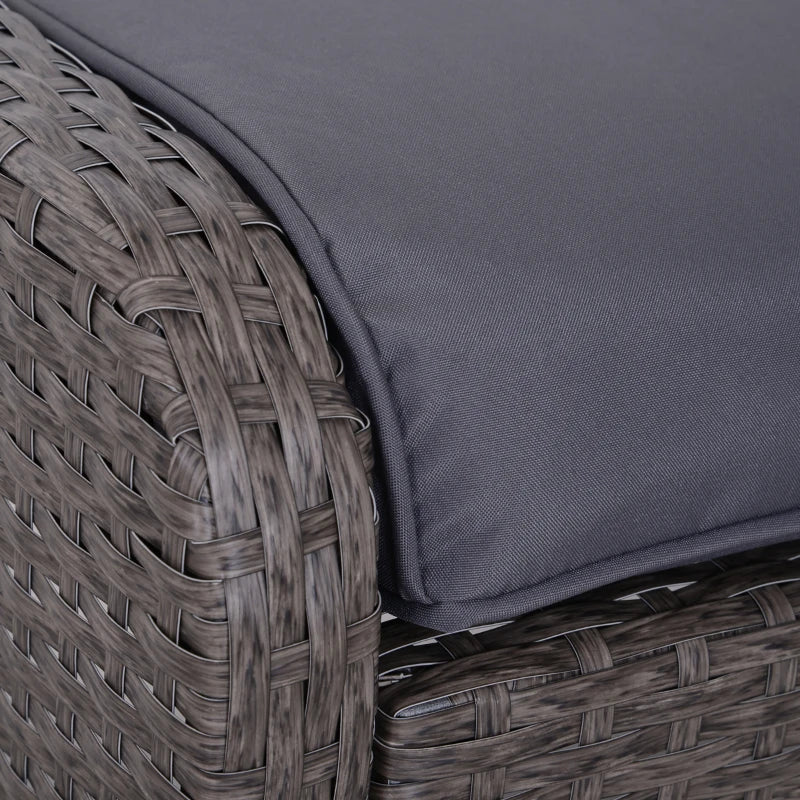Outsunny Set Mobili da Giardino 2 Poltrone 2 Poggiapiedi 1 Tavolino in Vetro Temperato Rattan Grigio - Image 9