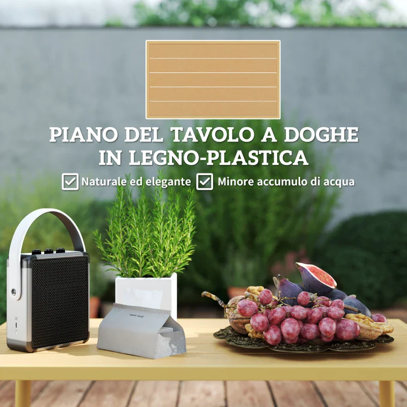 Outsunny Set Salotto da Esterno in Rattan PE con 2 Divani a 2 Posti con Cuscini e 2 Tavoli da Caffè, Colore Legno - Image 9
