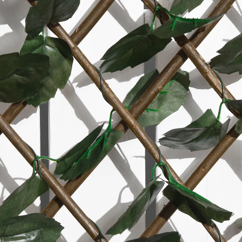 Outsunny Siepe Artificiale a 2 Sezioni da 356 Foglie di Edera, in Poliestere e Rattan, 200x100 cm, Verde e Marrone - Image 6
