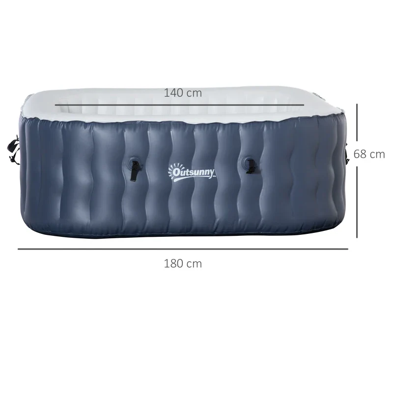 Outsunny Spa Idromassaggio Gonfiabile con 108 Getti e Riscaldamento 40°C, per 4-6 Persone, 180x180x68cm, Blu Scuro - Image 3