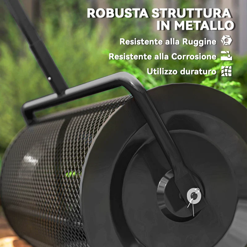 Outsunny Spandiconcime da 75L in Metallo con Manico Regolabile a T e Maniglia Imbottita, 70x40x112 cm, Nero - Image 9