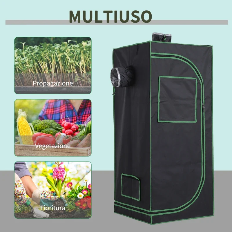 Outsunny Tenda da Coltivazione Idroponica in Mylar e Oxford 600D per Riflettere la Luce grow box grow tenda 60x60x140 cm - Image 5