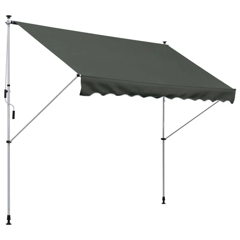 Outsunny Tenda da Sole 3x1.5 m a Bracci con Manovella, Struttura Telescopica in Metallo e Parasole in Poliestere