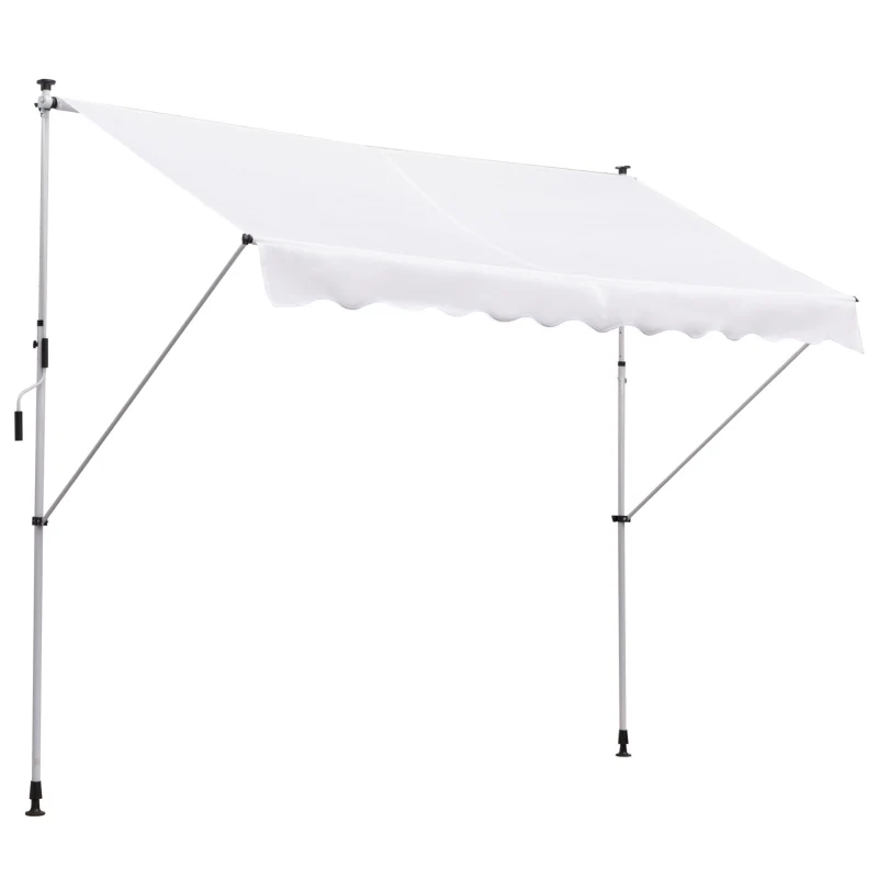 Outsunny Tenda da Sole a Bracci 3x1.5m con Manovella e Struttura Telescopica, Bianco