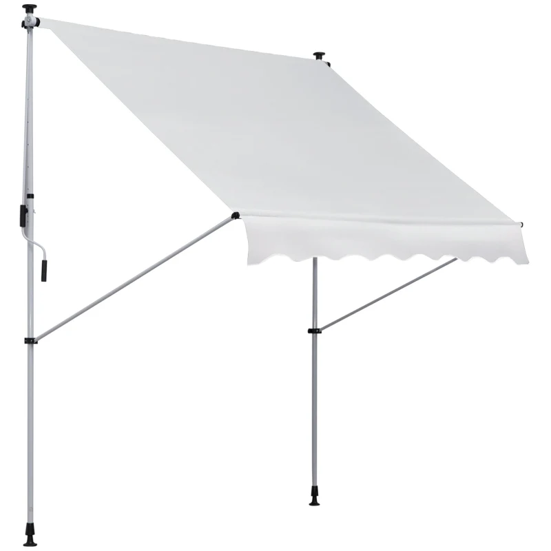 Outsunny Tenda da Sole da Esterno 2x1.5m a Rullo con Manovella, Altezza e Angolazione Regolabile, Bianco
