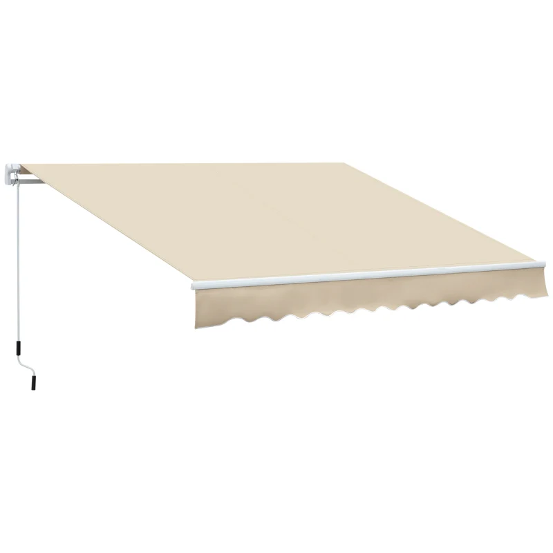 Outsunny Tenda da Sole per Esterno a Bracci Avvolgibile con Apertura a Manovella, 360x250 cm, Crema