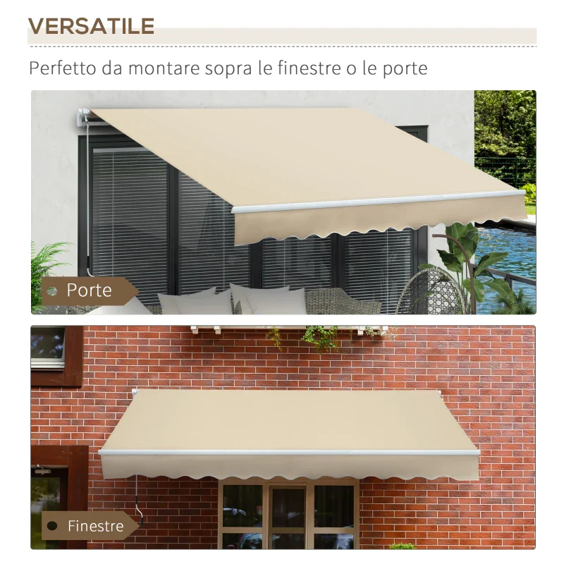 Outsunny Tenda da Sole per Esterno a Bracci Avvolgibile con Apertura a Manovella, 360x250 cm, Crema - Image 4
