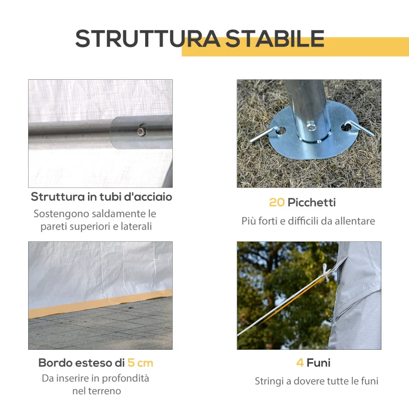 Outsunny Tendone per Feste 6x4m con Pareti Rimovibili, Porte e 6 Finestre, Bianco - Image 5